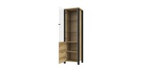 Vitrine haute design, 2 portes collection DARWIN. Couleur chêne clair et noir.