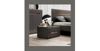 Chambre à coucher LUCIA : Armoire 5 portes + Lit 160x200 + 2 Chevets. Couleur gris et chêne