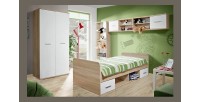Chambre complète enfant, ado - DENVER - Armoire, Lit, bibliothèque et étagère