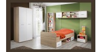 Chambre complète enfant, ado collection DENVER. Armoire, Lit, bibliothèque, chevet et étagère