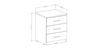 Chambre à coucher FLOYD : Armoire 220cm, Lit 160x200, commode, chevets. Couleur chêne foncé et noir brillant