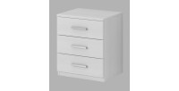 Chambre à coucher FLOYD : Armoire 220cm, Lit 160x200, commode, chevets. Coloris blanc effet bois.