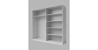 Chambre à coucher FLOYD : Armoire 220cm, Lit 160x200, commode, chevets. Coloris blanc effet bois.