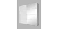 Chambre à coucher FLOYD : Armoire 220cm, Lit 160x200, commode, chevets. Coloris blanc effet bois.