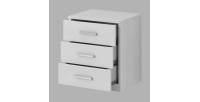 Chambre à coucher FLOYD : Armoire 220cm, Lit 180x200, commode, chevets. Coloris blanc effet bois.