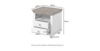 Chambre à coucher ASSIA : Armoire 200cm, Lit 160x200, commode, chevets. Coloris vert kaki et  chêne.