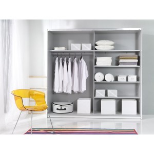 Chambre à coucher EOS : Armoire 220cm, Lit 160x200, commode, chevets. Couleur blanc mat