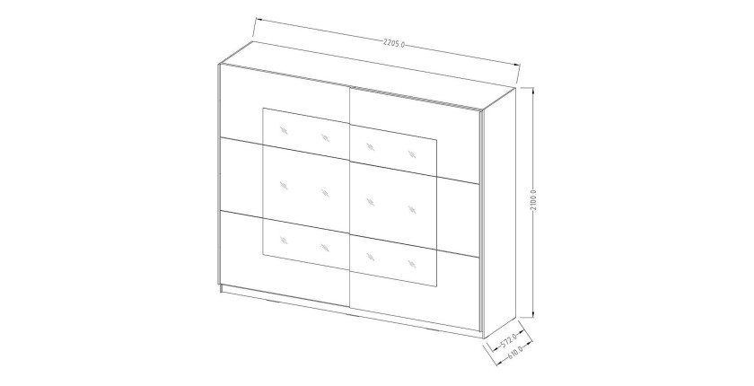 Chambre à coucher EOS : Armoire 220cm, Lit 160x200, commode, chevets. Couleur blanc mat
