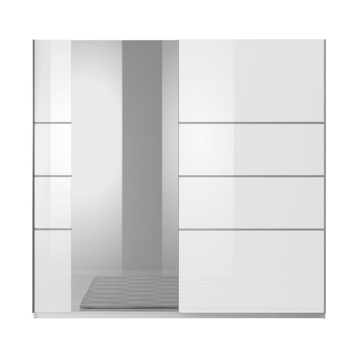 Chambre à coucher EOS : Armoire 200cm, Lit 160x200, commode, chevets. Couleur blanc mat