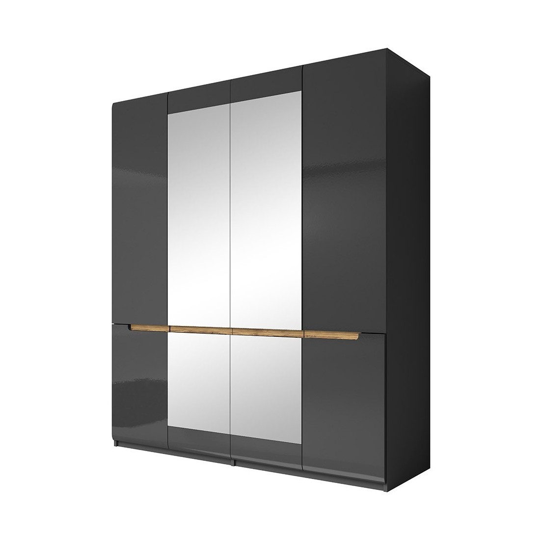 Armoire design 4 portes et 2 miroirs couleur grise finitions glossy - LUCIA