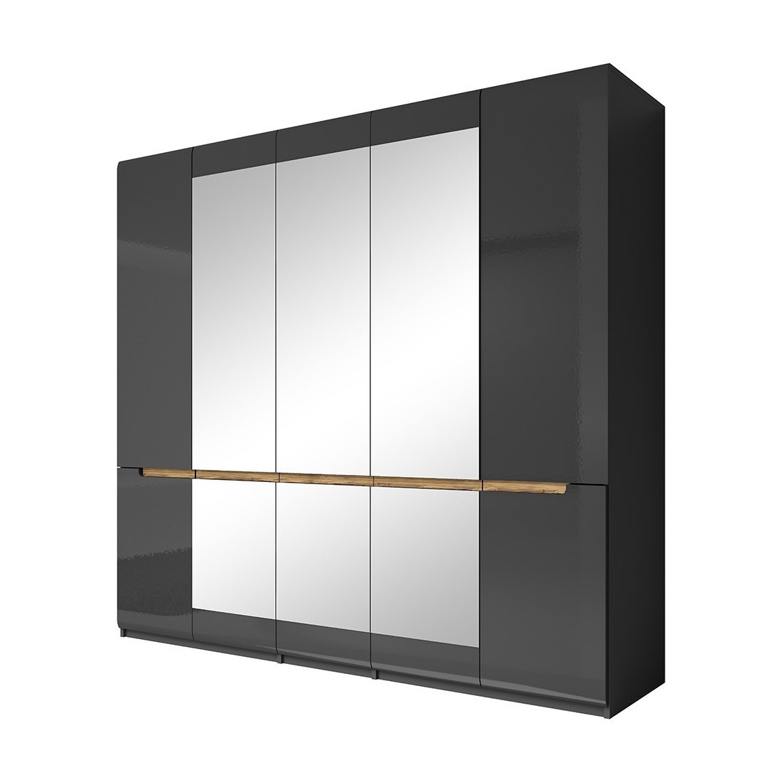 Armoire design 5 portes et 3 miroirs couleur grise finitions glossy - LUCIA