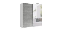 Armoire design 180 cm avec 2 portes coulissantes collection BLISS. Couleur gris béton