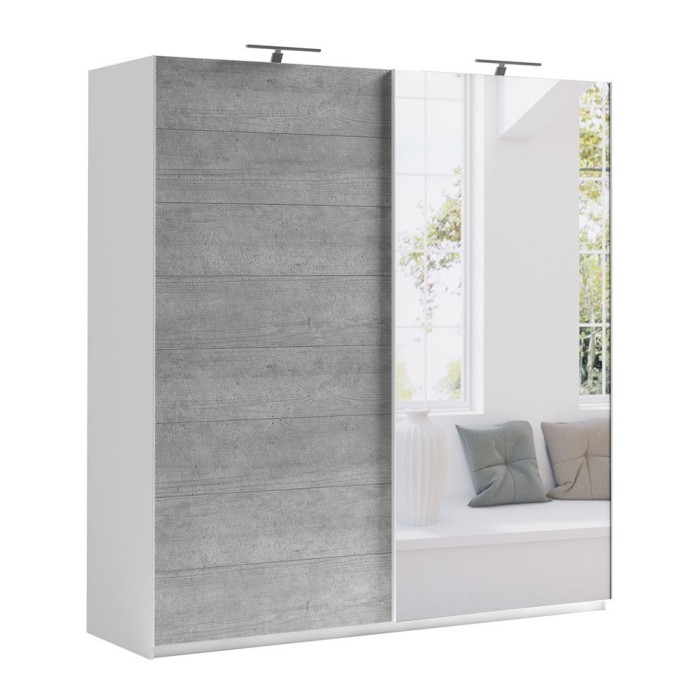 Armoire design 180 cm avec 2 portes coulissantes collection BLISS. Couleur gris béton