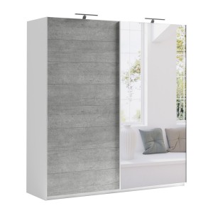 Armoire design 180 cm avec 2 portes coulissantes collection BLISS. Couleur gris béton