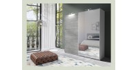 Armoire design 180 cm avec 2 portes coulissantes collection BLISS. Couleur gris béton