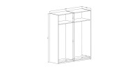 Armoire design 180 cm avec 2 portes coulissantes collection BLISS. Couleur gris béton