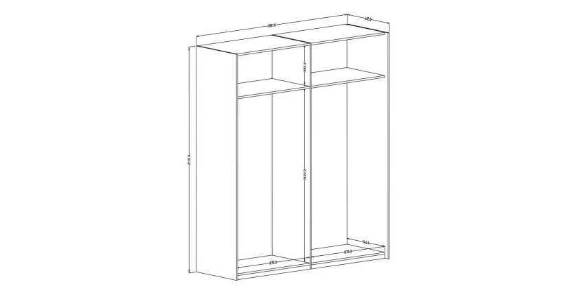 Armoire design 180 cm avec 2 portes coulissantes collection BLISS. Couleur gris béton