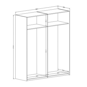 Armoire design 180 cm avec 2 portes coulissantes collection BLISS. Couleur gris béton