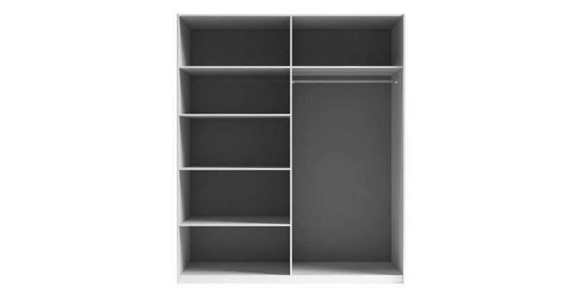 Armoire design 180 cm avec 2 portes coulissantes collection BLISS. Couleur gris béton