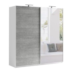 Armoire design 150 cm avec 2 portes coulissantes collection BLISS. Couleur gris béton