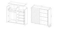 Armoire 2 portes coulissantes 220cm Coloris blanc avec miroir. Collection FLOYD