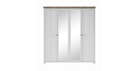 Armoire 200x220 avec 4 portes. Coloris blanc et chêne. Collection ASSIA