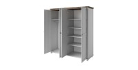 Armoire 200x220 avec 4 portes. Coloris blanc et chêne. Collection ASSIA