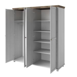 Armoire 200x220 avec 4 portes. Coloris blanc et chêne. Collection ASSIA