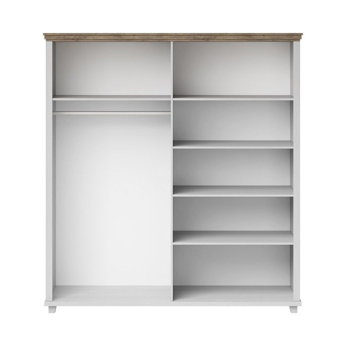 Armoire 200x220 avec 4 portes. Coloris blanc et chêne. Collection ASSIA
