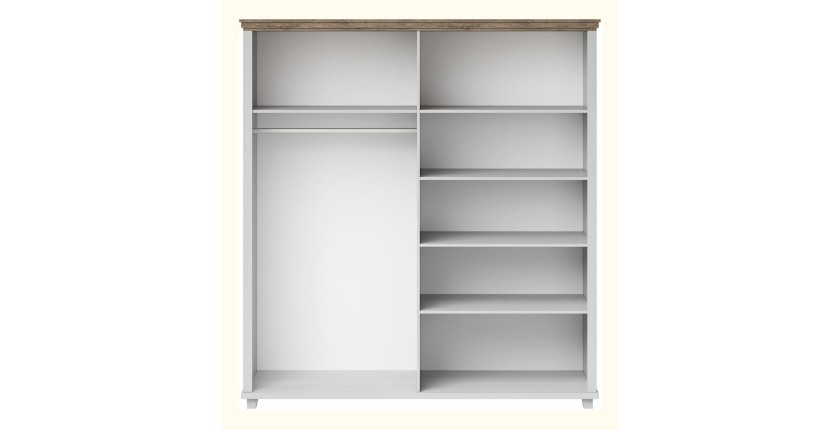 Armoire 200x220 avec 4 portes. Coloris blanc et chêne. Collection ASSIA
