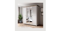 Armoire 200x220 avec 4 portes. Coloris blanc et chêne. Collection ASSIA