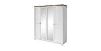 Armoire 200x220 avec 4 portes. Coloris blanc et chêne. Collection ASSIA