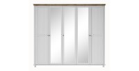 Armoire 250x220 avec 5 portes. Coloris blanc et chêne. Collection ASSIA