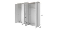 Armoire 250x220 avec 5 portes. Coloris blanc et chêne. Collection ASSIA