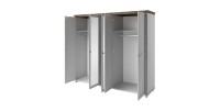 Armoire 250x220 avec 5 portes. Coloris blanc et chêne. Collection ASSIA