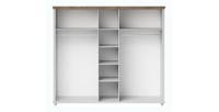 Armoire 250x220 avec 5 portes. Coloris blanc et chêne. Collection ASSIA