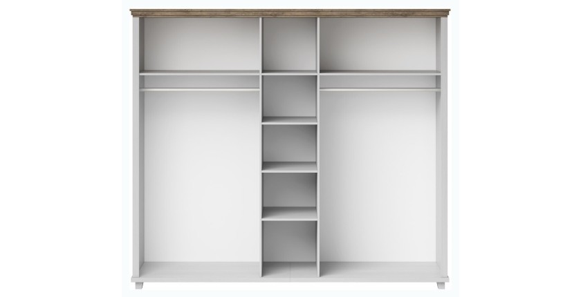 Armoire 250x220 avec 5 portes. Coloris blanc et chêne. Collection ASSIA