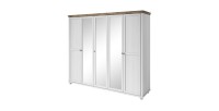 Armoire 250x220 avec 5 portes. Coloris blanc et chêne. Collection ASSIA