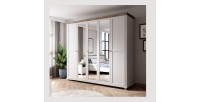 Armoire 250x220 avec 5 portes. Coloris blanc et chêne. Collection ASSIA