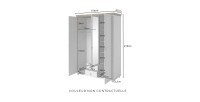 Armoire 150x220 avec 3 portes et 2 tiroirs. Coloris vert kaki et chêne. Collection ASSIA