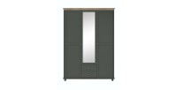 Armoire 150x220 avec 3 portes et 2 tiroirs. Coloris vert kaki et chêne. Collection ASSIA