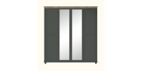 Armoire 200x220 avec 4 portes. Coloris vert kaki et chêne. Collection ASSIA
