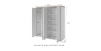 Armoire 200x220 avec 4 portes. Coloris vert kaki et chêne. Collection ASSIA