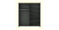 Armoire 200x220 avec 4 portes. Coloris vert kaki et chêne. Collection ASSIA
