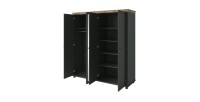 Armoire 200x220 avec 4 portes. Coloris vert kaki et chêne. Collection ASSIA