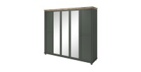 Armoire 250x220 avec 5 portes. Coloris vert kaki et chêne. Collection ASSIA
