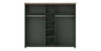 Armoire 250x220 avec 5 portes. Coloris vert kaki et chêne. Collection ASSIA