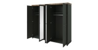 Armoire 250x220 avec 5 portes. Coloris vert kaki et chêne. Collection ASSIA
