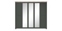 Armoire 250x220 avec 5 portes. Coloris vert kaki et chêne. Collection ASSIA