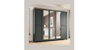 Armoire 250x220 avec 5 portes. Coloris vert kaki et chêne. Collection ASSIA